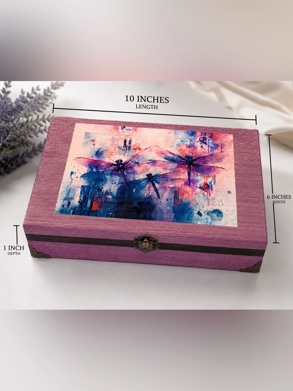 Dragonfly Keepsake Box — Purple Artistic Jewelry Organizer